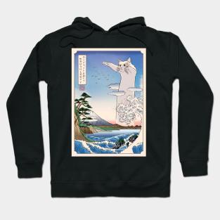 Ukiyo-e meme: Long Cat [White] Hoodie